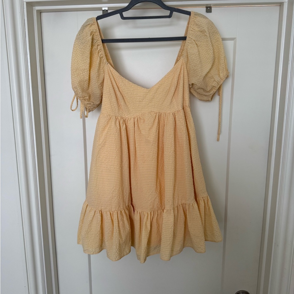 Chic Yellow Puff Sleeve Dress